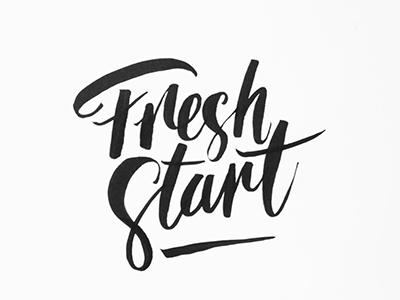 Fresh Start black bold brush bw fresh handlettering january lettering new year start typography