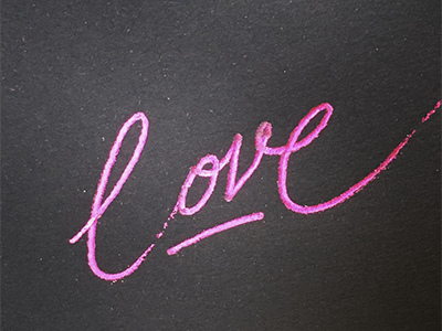 Love calligraphy foil heatwavepen kaligrafia lettering love milosc pink script typografia typography