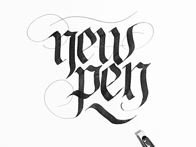 New pen blackandwhite blackletter bold bw handlettering lettering parallel pen practice swash