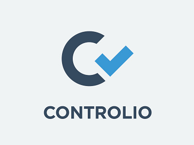 Controlio logotype blue check logo typography