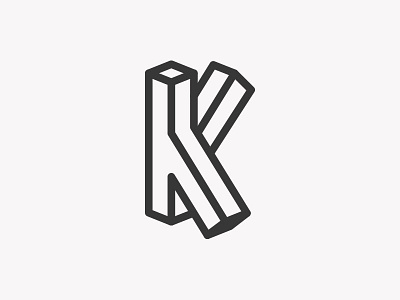 "K" emblem - logo 3d black construction emblem k logo typography white