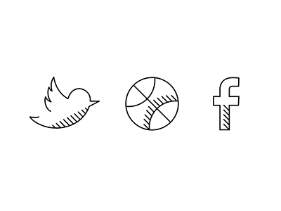 Icons for my website black clear draw dribbble facebook illustration lines shading simply twitter white