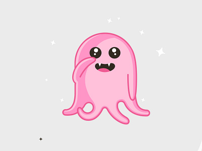 Say Hi! 2d hello illustraion logo octopus pink teeth