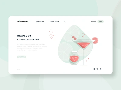 Skillshare Mixology Concept Design cocktail drinks illustration mixology skillshare ui ux web