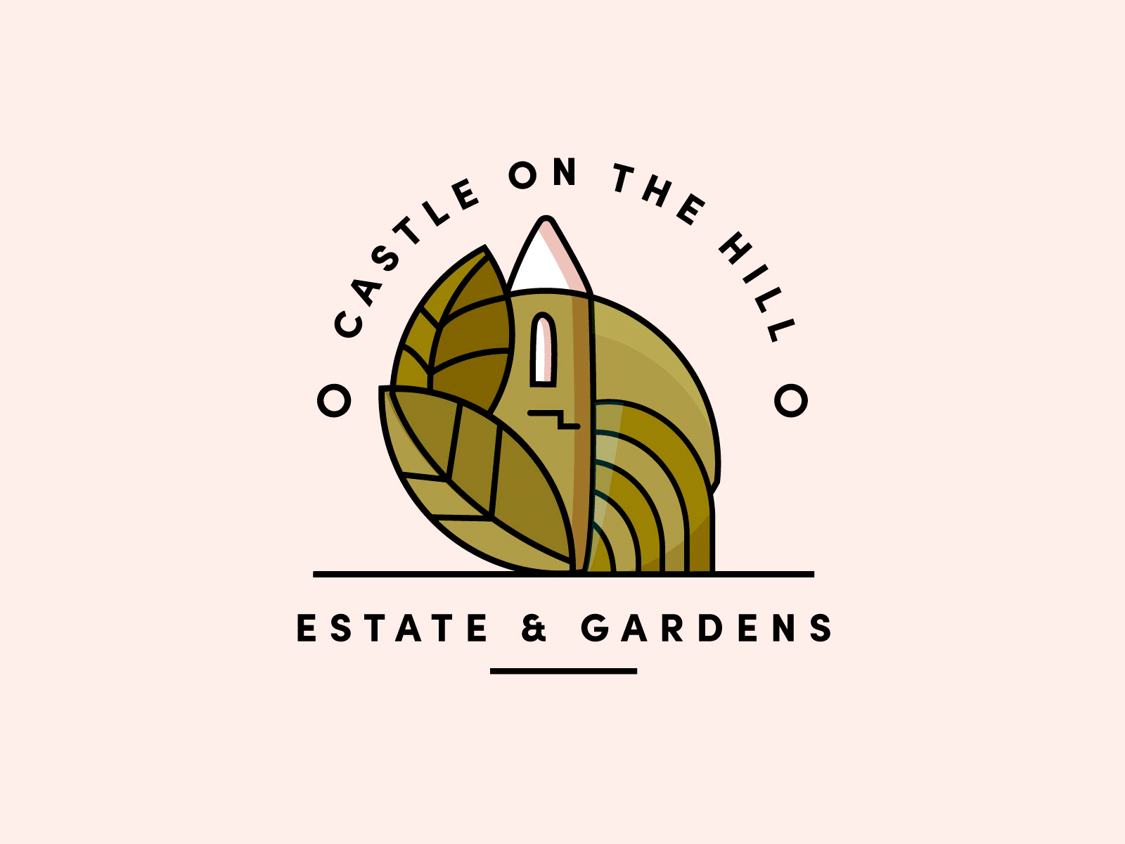 Castle on the Hill branding building castle colour variation flat geometric gif graphic design identity leaf logo logomark tower variations water waterfall