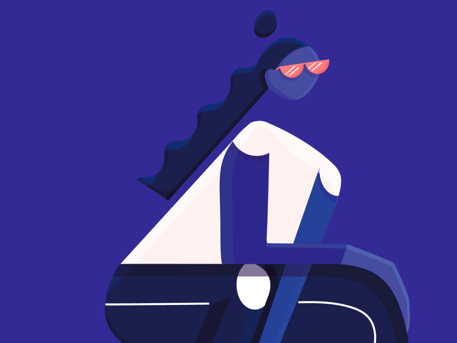 Blue Chill 2d after effects animation blue character character design cool flat gif girl illustration illustrator line motion motion graphics people pose sunglasses woman