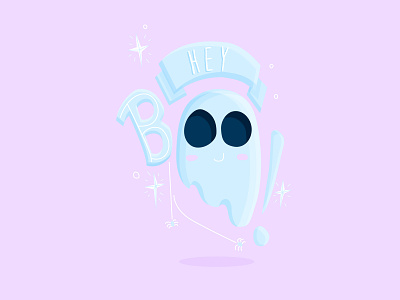 Hey Boo! blue boo character cute flat ghost ghoul halloween hand lettering haunt illustration illustrator lettering october pink spider spooky stars type typography