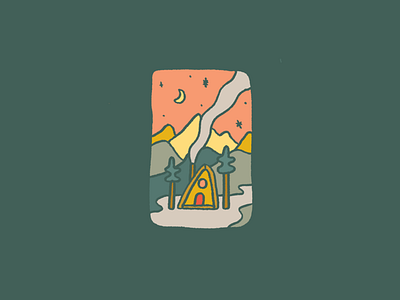 Little AFrame adventure cabin illustration mountains