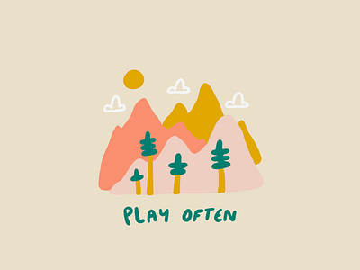 Play often. adventure illustration mountains play