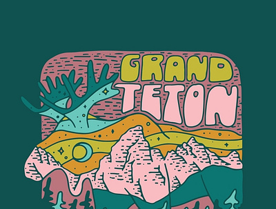 Grand Teton National Park Sticker adventure apparel apparel design illustration mountains outdoor retro