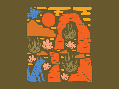 Arches National Park adventure apparel apparel design arches arches national park canyonlands coyote desert design illustration mountains national park outdoor retro utah