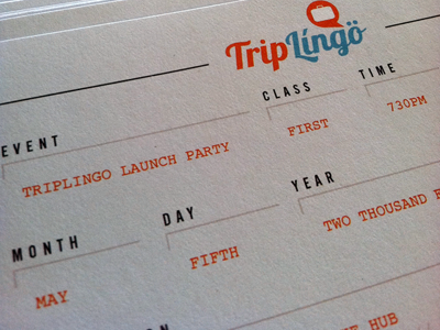 TripLingo Invitation boarding pass invitation launch party triplingo