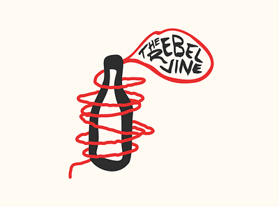 The Rebel Vine handdrawn illustration letters logo mark wine