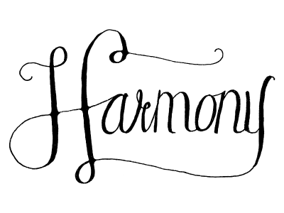 Harmony hand lettered ink lettering script