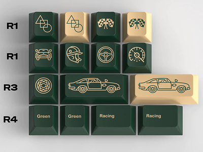 GMk British Racing Green - Keycaps cars flag green helmet icon illustration keyboards keycaps mechanical keyboard racing speedometer