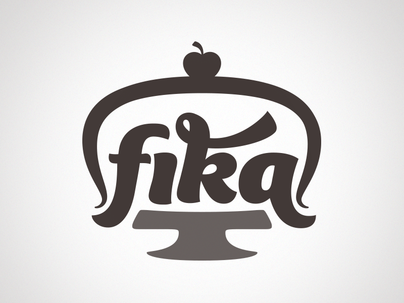 Fika logo design lettering fika cake love cuteness cadmo design