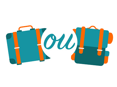 Luggage or Backpack cadmo design flat design fun icon logo design travel