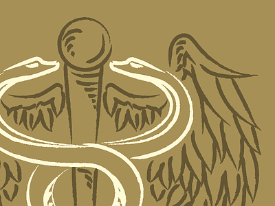 Snakes and Wings illustration logo design wip