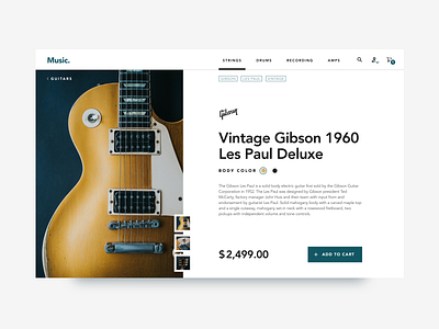 Musical Instruments Website adobe xd clean ecommerce guitar music product details ui ui ux user experience user inteface ux web web design website