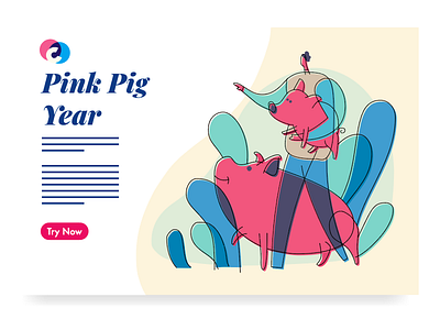 Pig pink year affinitydesigner branding chinese new year illustration landing page newyear pig ui vector