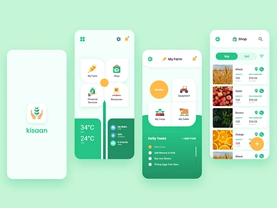 Kisaan - Farm App UI animals app design cattle design ecommerce farm farm animal farmer farmers farmers market farming fruit icon indian kisaan seeds typography ui uiux ux