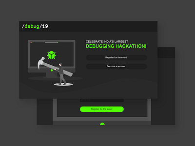Debugging Hackathon Form - Daily UI 001 bug code daily ui dailyui dailyui 001 dailyuichallenge debug design form green grey landing landing page programmer ui uidesign uiux website website design