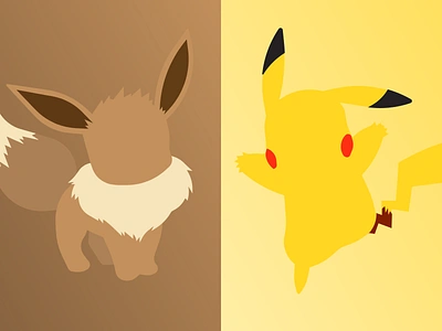 Pikachu Eevee Vectors anime anime design branding brown cute design eevee furry illustration kawaii pichu pika pikachu pokemon vector yellow