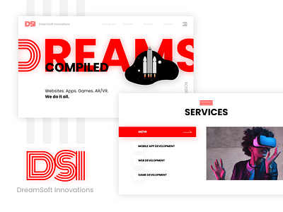 DreamSoft Innovation - IT Startup - Web UI ar branding design game development logo red startup startup branding ui uiux virtualreality vr web web design web designer web development webdesign website design white whitespace