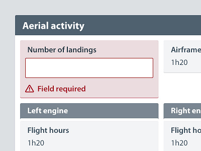 Error message aeronautics dashboard error field flight form helicopter mandatory mini tablet report tablet tool