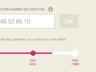 Test ADSL et fibre button cta field gauge loader phone number speed test ui