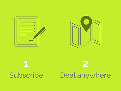 Subscribe and deal didactic icons steps