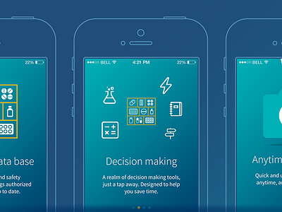 Walkthrough app application didactic icons iphone medical medicine mobile walkthrough