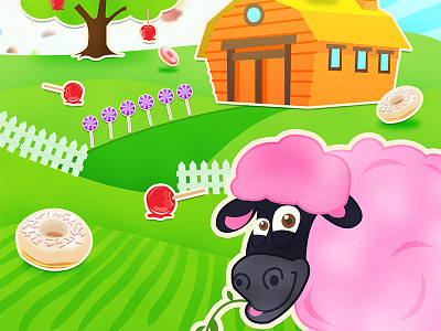 Cotton candy sheep candy candy crush donut farm game illustration sheep toffee apple