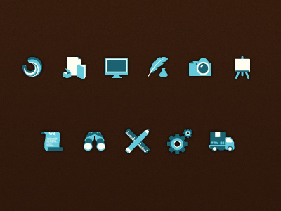 Portfolio icons adaptation brand identity copywriting delivery design exploration icon icons illustration introduction photography portfolio print design web design