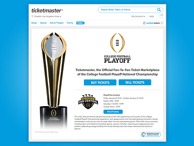 Ticketmaster College Football Playoff material ticketmaster ui user interaction ux visual design