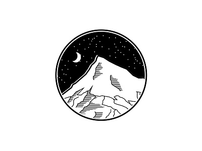 Mountain and the Night Sky illustration line art minimal simple vector vector illustration