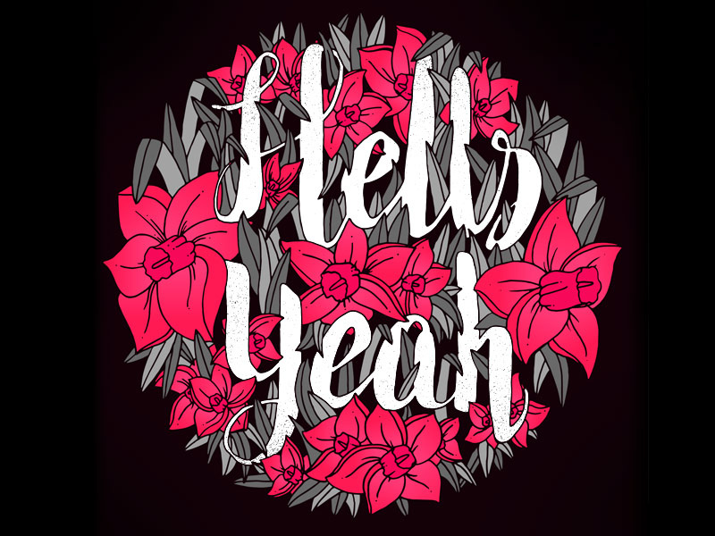 Hells Yeah letters typography lettering hand lettering type minimal simple line art illustration vector vector illustration