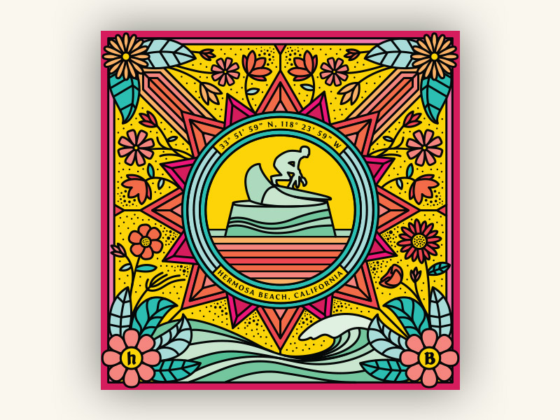 Colorful Hermosa graphic design line art illustrator vector illustration