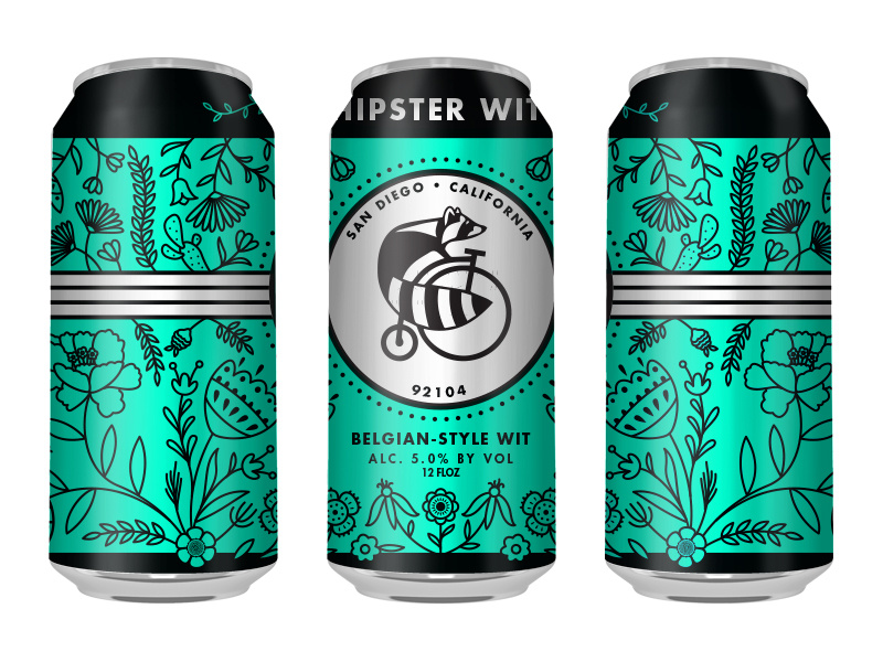 Thorn Street Brewery - Hipster Wit - Beer Can brew brewery beer drawing sketch artwork graphic design line art illustrator vector illustration