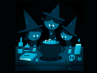 Witches art austinart blue childrens illustration color digitalart digitalpainting flame halloween illustration spooky witch