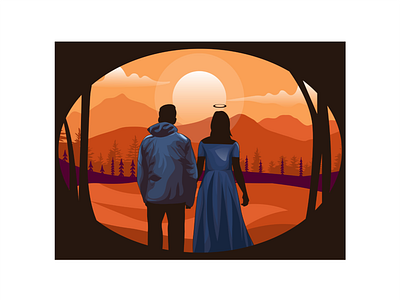 Different times character design expression illustration man people sunset time vector woman