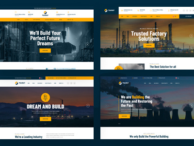 Facdori - Industrial & Factory Business PSD Template architecture builder building construction construction company contractor engineers factory handyman industrial industrial business industry manufacturing remodeling