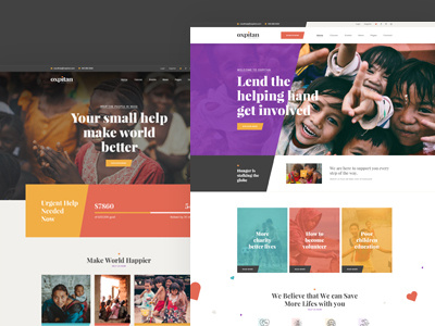 Oxpitan - Nonprofit Charity and Fundraising PSD Template business charity donations fund fundraising ngo nonprofit