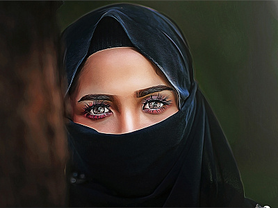 Series of Photo Paintings - the woman in hijab. art artwork digital hijab human painting photo photography photopainting portrait series woman