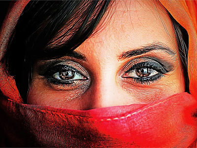 Series of Photo Paintings - the woman in red. art artwork digital human painting photo photography photopainting portrait red series woman
