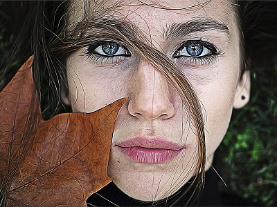 Series of Photo Paintings - the woman of the forests. art artwork forest human leaf painting photo photography photopainting portrait series woman