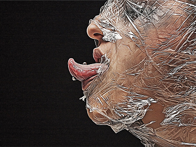 Series of Photo Paintings - the woman with the plastic lust.