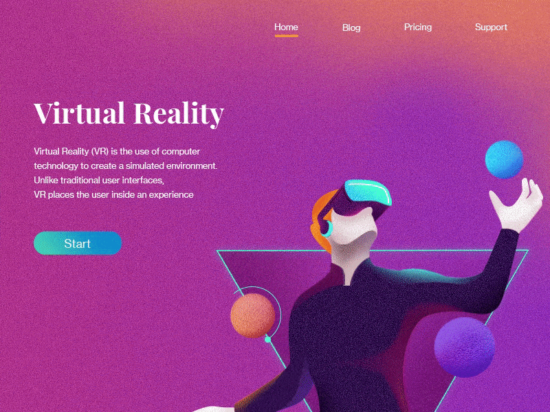 VR landing page design illustration landingpage ui design website website design