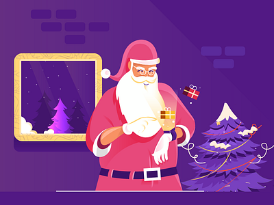 smart santa 2d character design flat illustration landingpage vector web website