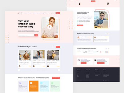 Skilify E-Learning Website - Online Course Website Template animation app branding design education website templates free download illustration landing lms website templates lms website templates skilify skilify the madbrains designs the madbrains designs typography web website xd file